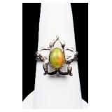 Sterling opal flower ring, lab created
