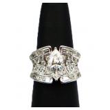 Sterling white sapphire marquis ring, lab created