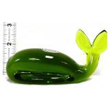 Rainbow art glass olive green whale figure