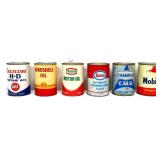 Lot of 6 vntg 1qt oil cans, full NO SHIPPING