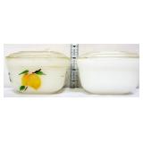 Lot of 2 vintage milk glass fridge dishes