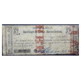 1862 Mechanics Savings & Loan $2 note