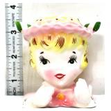 Vntg 4in Enesco blonde head vase