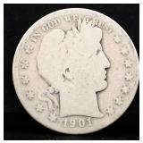 1901O barber half dollar