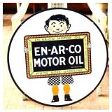 Porcelain double sided 24in En Ar Co Oil sign