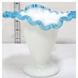 Fenton aqua crest 4in vase