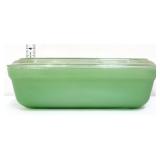 Vntg Fire King jadeite #5 fridge dish w/ lid