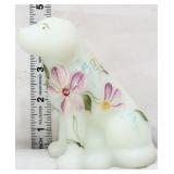 Fenton white satin dewdrops sitting dog figure