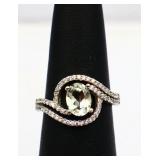 Sterling white sapphire oval ring, lab created