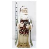 Fenton 9in Tyrolean Santa holding kitten figure