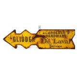 Vntg metal 26x7 Glidden DeLaval Service arrow sign