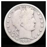 1908 barber half dollar