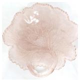 Pink depression leaf dish as is