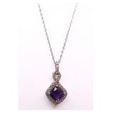 AMETHYST NECKLACE, LAB CREATED
