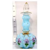 Fenton blue overlay Charlton melon perfume bottle