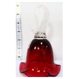 Fenton cranberry bell with clear twist handle