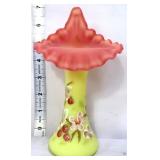 Fenton burmese raspberry 7in JIP vase