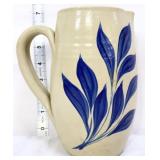 Williamsburg salt glaze cobalt leaf 7in pitcher