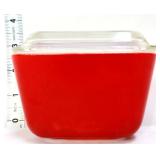 Vntg Pyrex #501 red fridge dish w/ lid