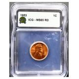 Graded MS65 1953 Lincoln wheat penny