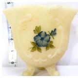 Fenton cameo satin 3 footed dogwood bowl