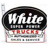 Porcelain 10x8 White Trucks sign
