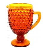Vntg amber 1000 eye hobnail pitcher