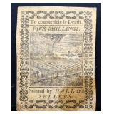 1773 Pennsylvania 5 shillings colonial note