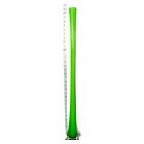 Green & clear fluted 32in art glass vase