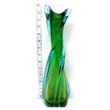 Murano 13in green twist vase