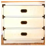 Vntg Bernhardt 3 drawer campaign bachelors chest