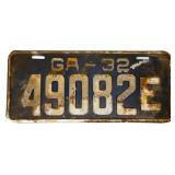 1932 Georgia license plate