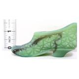Green/brown slag daisy & button shoe