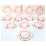 12 pink depression 8.75in plates