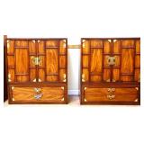 Pair Thomasville Asian style oversize nightstands