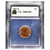 Graded MS66 1941D Lincoln wheat penny