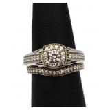Sterling white sapphire wedding set, lab created
