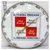 Vntg 12in glass dial Purina Program thermometer