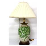 Vintage table lamp w/ green leaf motif