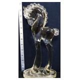 Vntg clear glass Paden City 12in horse figure