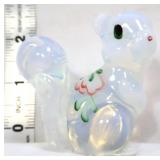 Fenton French white iridescent squirrel w/ flowers