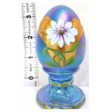 Fenton misty blue iridescent hand painted egg
