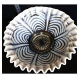 Fenton white opalescent reverse drape bowl
