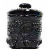 Fenton black grape and cable tobacco jar