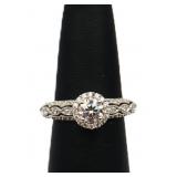 Sterling white topaz round cut ring, lab created