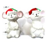 Pair Happy Christmas grey mouse salt/peppers