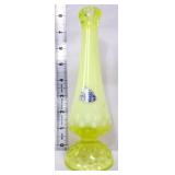 Fenton vaseline opalescent 8in hobnail vase, glows