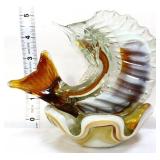 Art glass brown/clear 5in sailfish figure