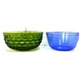 2 piece colorful glass bowls lot