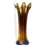 Northwood 13in carnival ribbed glass vase